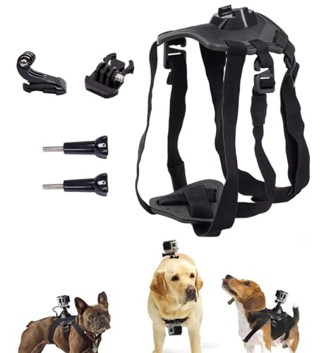 Dog Harness Mount for Camera Adjustable Dog Harness Vest with Pet Chest and Back Fixation Mouting Base for Gopro Hero Compatible with Osmo Action and Insta360 Suitable for Medium Large Dogs