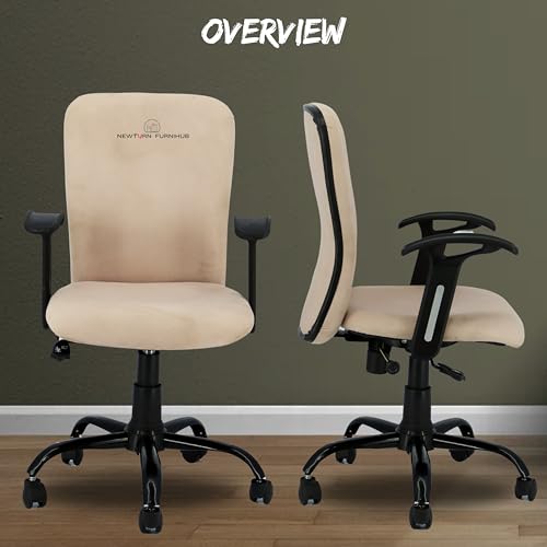 NEWTURN® Rainbow Premium Velvet Mid-Back Cushion revolving Work from Home/Office/Computer/Desk Chair(WFH) with Height Adjustment| 2 Yrs Parts Replc... - Image 6