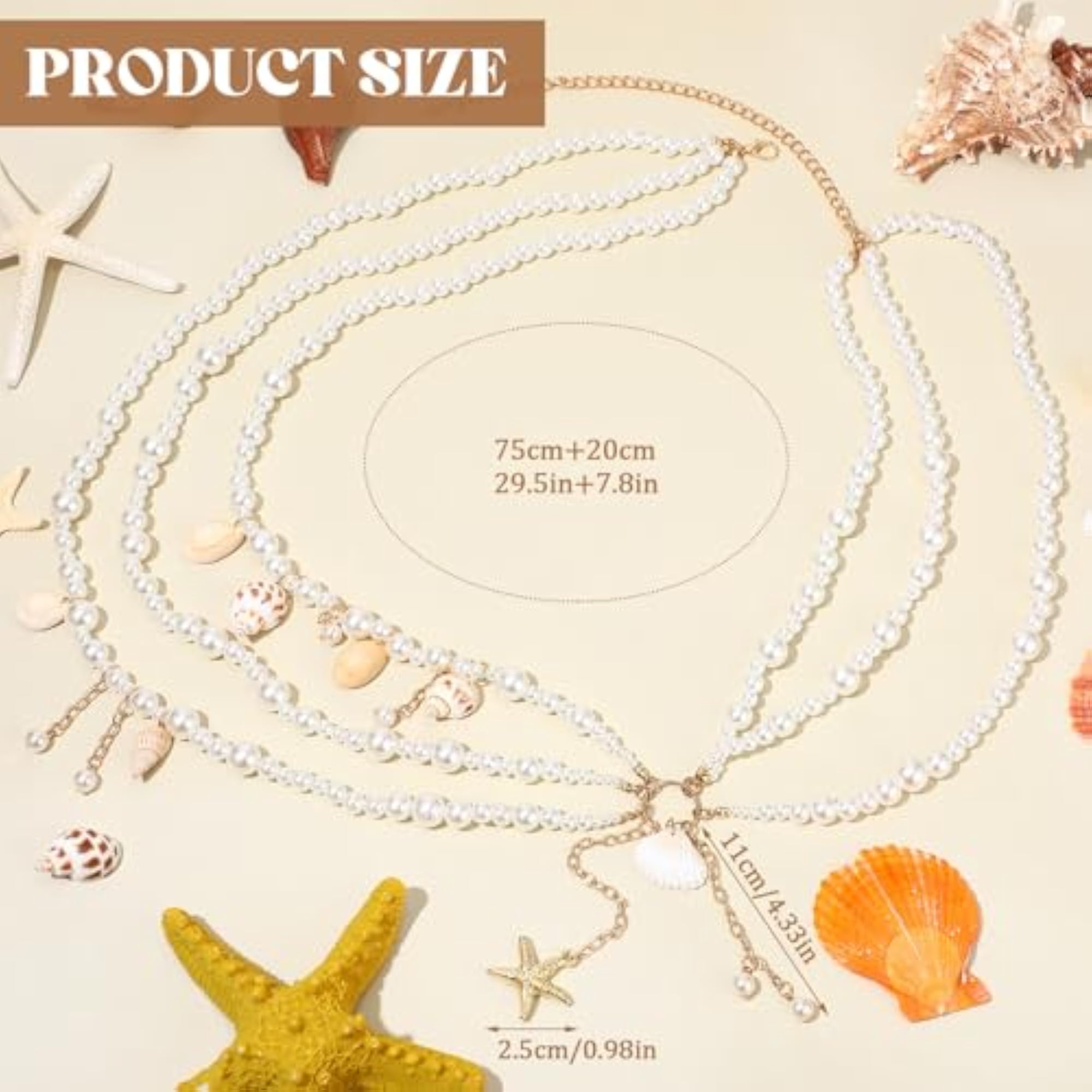 Women's Layered Beaded Belly Chain with Shell & Starfish Motif