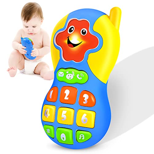 Ynanimery Toy Phone,Toy Cell Phone For Toddlers 2-5,Baby Music Toys 12-18 Months, Kids Pretend Phones & Smartphones Gift With Lights For Birthday Party (Smiling Face) #TOP5