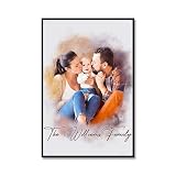 VulcanAce Custom Watercolor Painting from Photo and Text, Personalized Family Portrait Canvas Pictures, Custom Memorable Family Gifts from Son, Daughter, Dad, Mom on Birthday Fathers Day Mothers Day