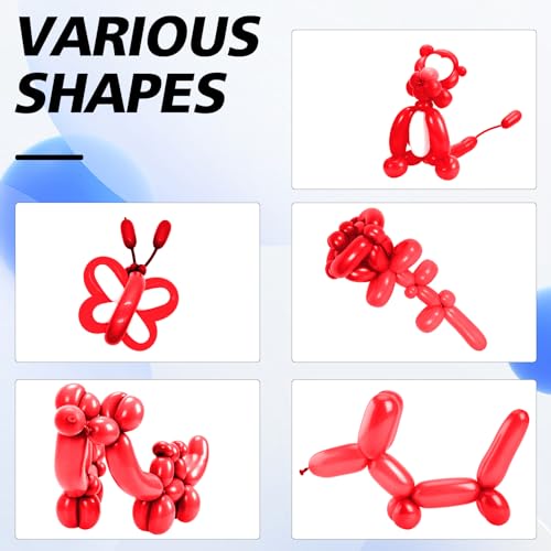 Image of 260 Balloons, 50Pcs Red Long Balloon for Tying Balloon Arch, Latex Animal Long Skinny Twisty Magic Balloon Twisting Art Kit for Thanksgiving Halloween Christmas Party Decorations