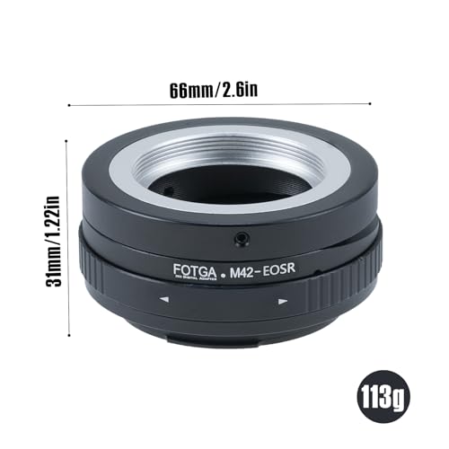Adaptador de Anillo de Montura de Lente FOTGA Rotatorio 360° con Inclinación ±7° para Lente M42 42mm a Cámara Canon EOSR miniatura 7