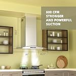 FIREGAS Wall Mount Range Hood 30 inch, 400 CFM, Ducted/Ductless Convertible, Stainless Steel Kitchen Vent Hood with 3-Speed Fan and LED Lights, Soft Touch Controls