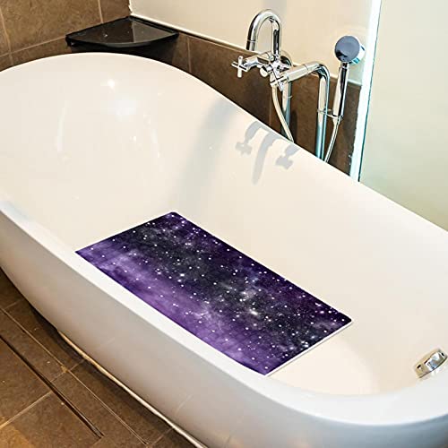 Tapis de bain antidérapant violet ciel étoilé rectangulaire avec ventouses - 5