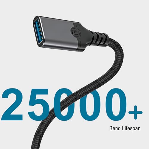 baolongking Pleciony kabel przedłużający USB, złącze USB 3.0 męskie na żeńskie, szybka transmisja danych 5 Gb/s, kompatybilny z klawiaturami, myszami, drukarkami, skanerami, czytnikami kart