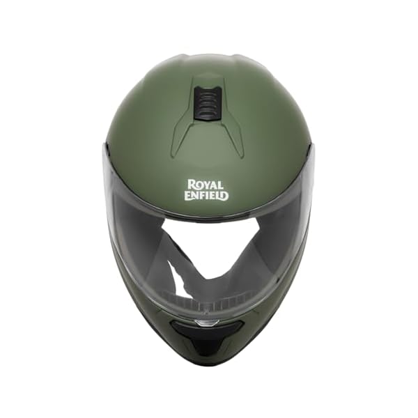 Royal Enfield FF Quest ISI Certified | Thermoplastic Shell | High-Density EPS Liner | 3 Intake Ports; 1 Exhaust Vent | Micrometric Lock | UV Treated Visor | Battle Green (M) 57 CM
