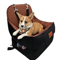 ZOMISIA Dog Car Seat For Small To Medium Dogs - Waterproof Pet Booster Seat For Car With Clip-On Safety Leash, Travel Carrier For Puppy Up To 25 Lbs, Memory Foam Filling Adjustable