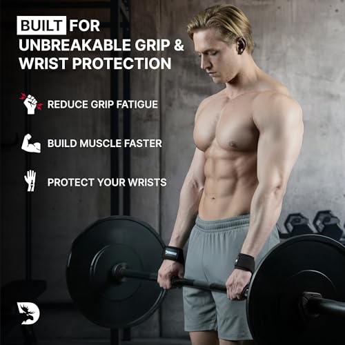 DMoose Fitness Lifting Straps - 4mm Neoprene Padded Wrist Straps for Weightlifting & Powerlifting - Cotton Lifting Strap with Silicone Grip for Men & Women (Navy Blue) by DMoose Fitness - Used condition - Image 2