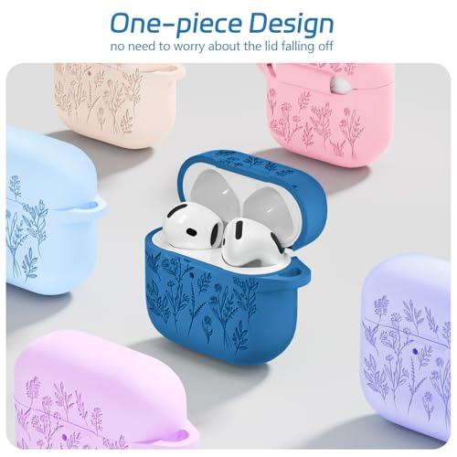 Image of for Airpods 4 Case, Ekoonpft Flower Engraved Cases for Apple AirPods 4th Generation 2024, Soft Silicone Cover for Women Girly with 3-in-1 Cleaner Kit, Keychain, Military Grade Protection