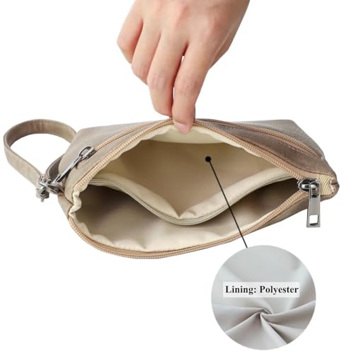 Image of Small Wristlet Wallets for Women, Zip Clutch Bag with Wristlet Pouch, 3-Zipper Original Design
