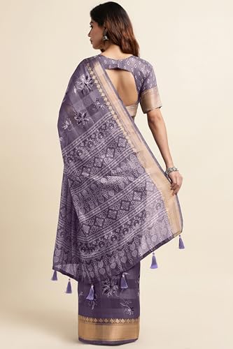 Image of MIRCHI FASHION Women Saree Cotton Blend Kalamkari Printed | Comfortable Office and Regular Daily Use Sari with Unstitched Blouse Piece