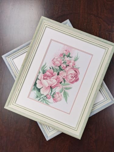 Image of RIOLIS - Lush Peonies 2138, Cross Stitch Kits 8 inch x 11 inch, Cross Stitch Kits for Adults, Floral Counted Cross Stitch Kits, Embroidery Kit for Beginners & Advanced, Crossstitching Kits