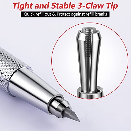 Enhon Welders Pencil With 2Pcs Silver Refills, Mechanical Pencils Silver Pencils Metal Maker Scirber With Built-In Sharpener For Steel, Pipefitter Tool, Welding Supplies, Construction (2 Pcs) #TOP1