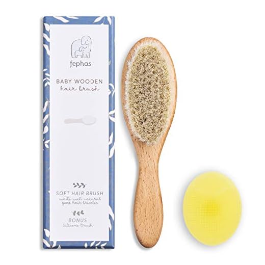 Wooden Baby Goat Hair Brush| Eco Friendly Hairbrush for Newborn and Toddler Girl/Boy Features Organic Soft Goat Hair and a Silicone Brush for Cradle Cap| Ideal for Baby Registry or Baby Shower Gift