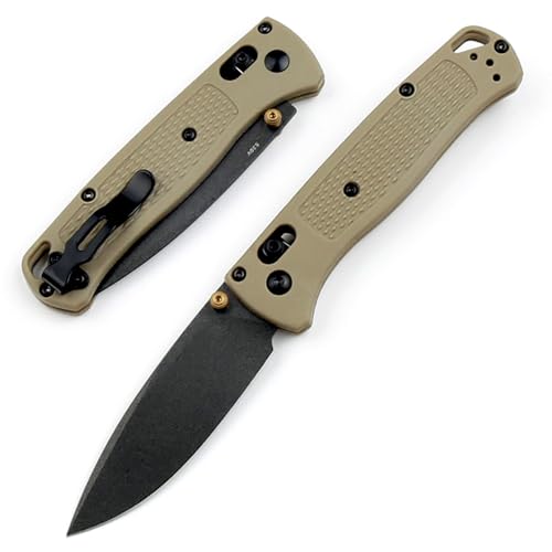 LIUS GROUP Couteau de Poche Léger Pliant S30 V en Acier - Extérieur, Survie EDC, Chasse Portable - Petit à Une Main, Universel - Chameau