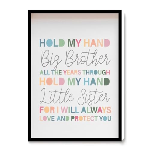 Image of BATHROOM WALL DECOR FOR MEN,CANDLE WALL ART,TEAMWORK WALL ART,Brother and Sister Print Sibling Prints Playroom Prints Big Bro Lil Sis Playroom Wall Art Siblings Shared Room Kids Bedroom Decor,8''x12''