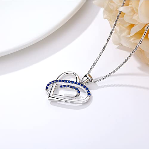 JD&P Infinity Love Paperclip Silver Tone Heart Necklace for Women Girls, September Zircon Birthstone Pendant Jewelry Christmas Birthday Gifts for Mom Daughter Friends - Image 3