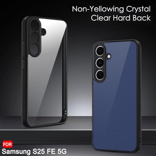 Image of TheGiftKart Hybrid Shockproof Back Cover Case for Samsung Galaxy S25 FE 5G | Hard Back Cover Case for Samsung Galaxy S25 FE 5G (PC & TPU, Transparent Clear Back, Black Sides)