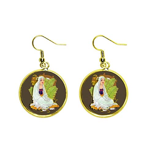 Pendientes de dieciocho arhats estilo gota larga y dorada para mujer moderna