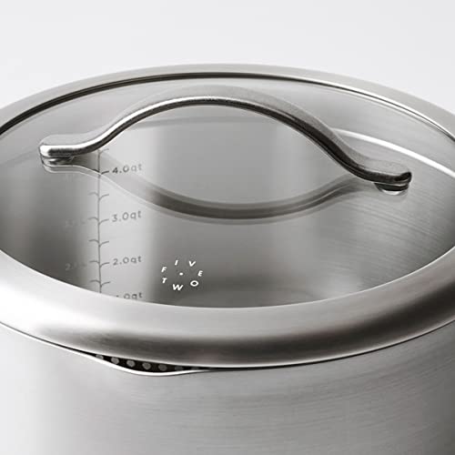 Greenpan X Food 52 Five-Two Essentials, Tri-Ply Stainless Steel 6Qt Stock Pot With Strainer Lid, Pfas-Free, Multi Clad, Induction, Dishwasher Safe, Oven Safe, Silver #TOP4