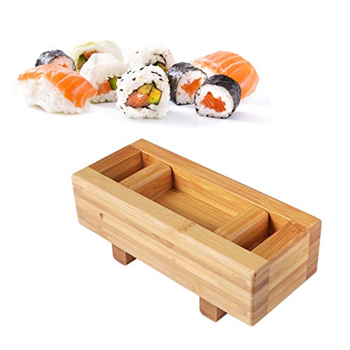 Hemoton Wood Rectangular Sushi Mold Oshizushi Press Mold Bamboo Wooden Box For Home Restaurant Homemade Sushi Supplies #TOP2