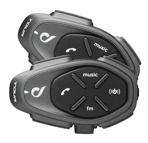 INTERPHONE TOUR HD - Doppio - Interfono Casco Moto Auricolari Stereo Alta Fedeltà 40mm, 4...