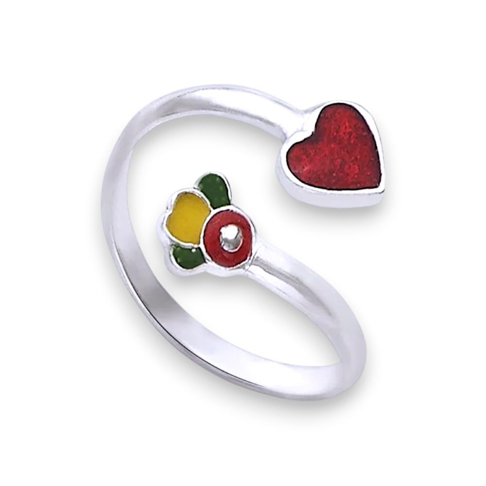 925 Sterling Silver Openable Enamel Heart Single Toe Ring for Women-image-49