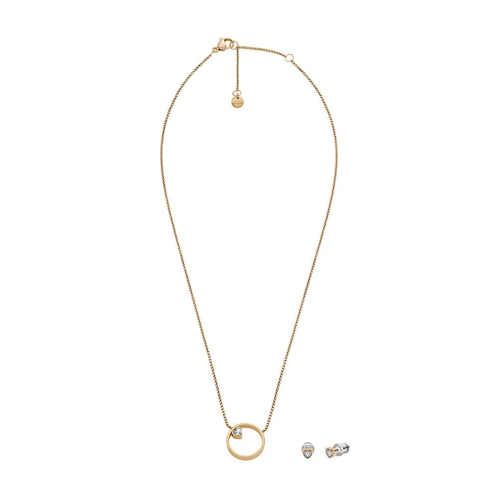 Skagen Women's Stainless Steel or Semi precious with lobster clasp closure Ring Pendant necklace