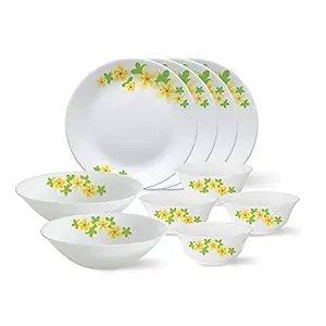 Tiara Series, Golden Shower, 10 Pcs, Opalware Dinner Set, White