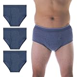 3-Pack Men's Super Absorbency Washable Reusable Bladder Control Briefs Grey 1X (Waist 42-44)