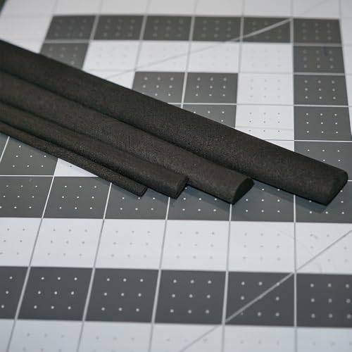 EVA Foam Dowels – Half Round Dowels Sold in 4 Sizes - (5mm, 10mm, 15mm, 20mm) – Apprx 39” Long – Lightweight Craft Foam for Cosplay, DIY, Props & Modeling (1, Black, 10 mm)