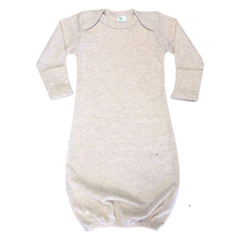 Laughing Giraffe Baby Infant Blank Long Sleeve Sleeper Gown With Mitten Cuffs - Oatmeal (0-3 Months -3850)