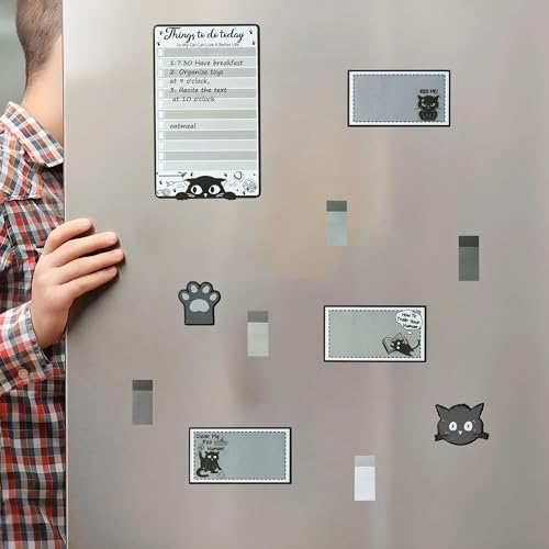 GROBRO7 Lustiges Katze Haftnotizen Set - 550Blatt Schwarze Katze Niedlicher Cartoon Selbstklebende Notizblöcke, Everything is Fine Niedlich Paw Geformt für Halloween Party Schule Heimbüro Geschenk