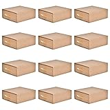 12 Pack Set Cardboard Drawer Display Jewelry Boxes, Driew 3.5x3.5 1.4inch Kraft aper Gift Boxes Thick Paper Box Bulk Jewelry Gift Packaging Gift Case Sponge Insert and Lids Small Kraft Paper Box for