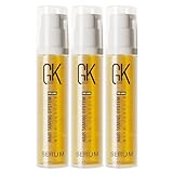 GK HAIR Pack of 3 Keratin Travel Size Anti-Frizz Serum -Vegan Organic Argan Oil Hair Smoothing Strengthening Treatment Hydrating Nourishing Heat Protection Shine Repair for Dry Damaged -30ml