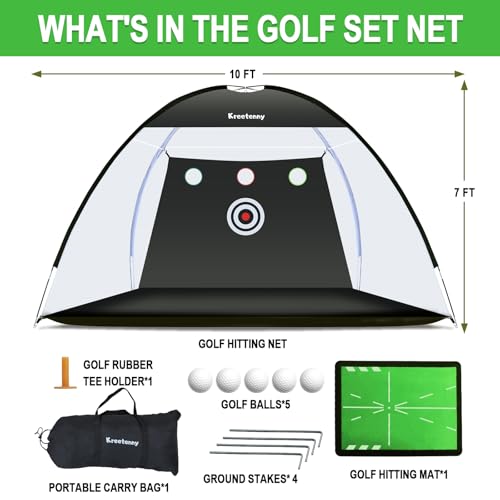 Kreetenny Rede de Golfe, Rede de Prática de Golfe de 10 X 7 Pés para Condução No Quintal com Tapete