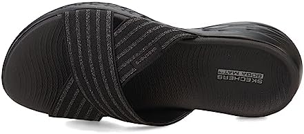 Skechers Women's ON-The-GO 600-CROSS Band Slide Sandal, Black/Gray, 9 | Image 5