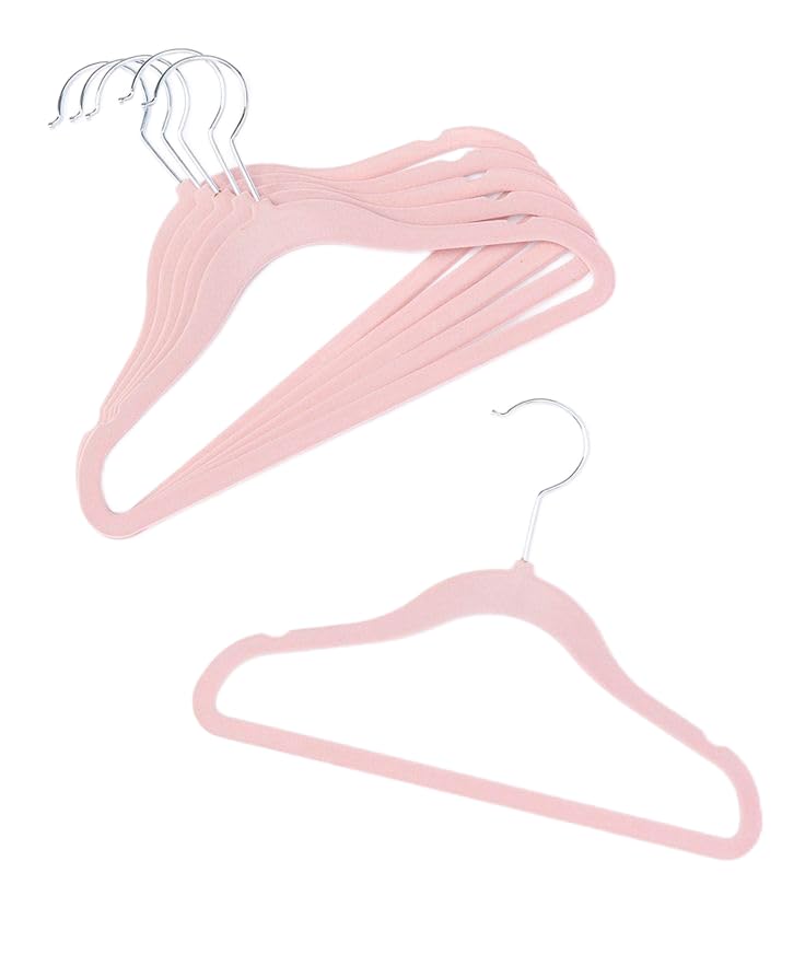 Boottique Child Garment Rack- Kids Closet Organizer- with Childrens Velvet Hangers (Xtra Hangers- 10 Pink Velvet Childrens' Hangers)