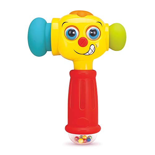 Toy Hammer w/ Lights, Learning Mode and Music Mode â€“ Baby Hammer Toy Plays 6 Short Kids' Songs, Counts 1-10 w/ Baby, Changes Funny Expressions and Lights Up â€“ for Kids 12 Months and Older