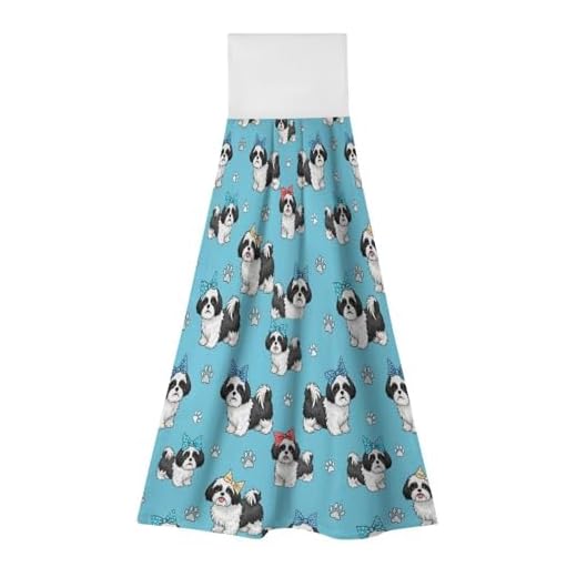 PUYWTIY Hanging Kitchen Towel, Decorative Hand Towels Japanese Chins Pet Dog Tea Towels Soft Absorbent Drying Dish Tie Towel