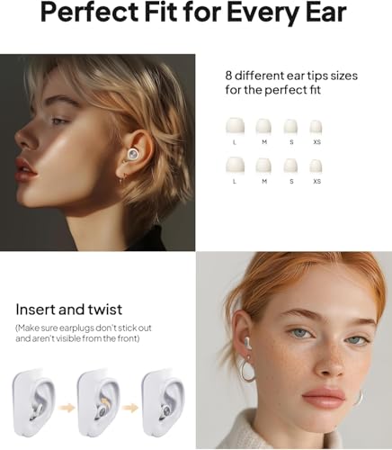 Image of Ear Plugs for Sleeping Noise Cancelling, Reusable Silicone Ear Plugs for Sleeping with 8 Eartips and Case, 45dB Noise Reduction, High-Fidelity Hearing Protection EarPlugs for Concert and Snoring,White