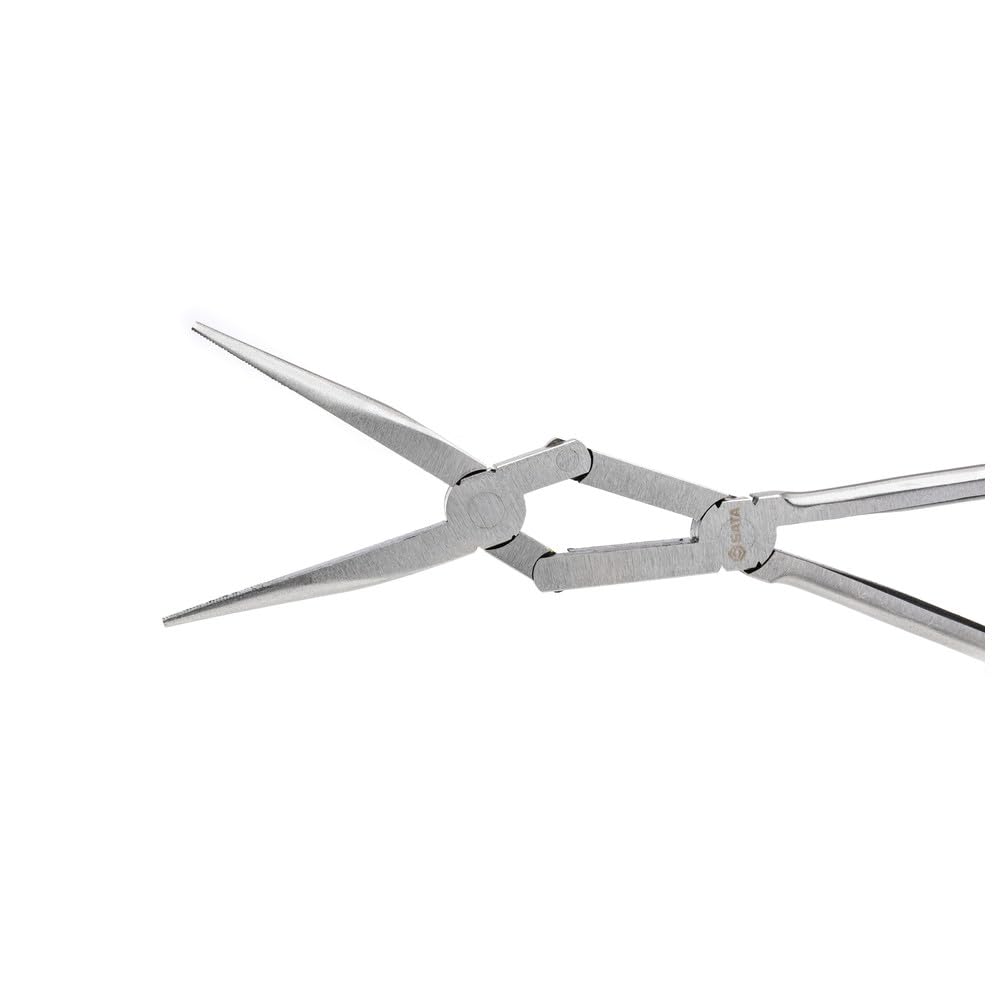 SATA ST70711 - Pinze a doppia X con ganasce dritte a becco lungo e maniglie antiscivolo, per una maggiore portata in spazi ristretti