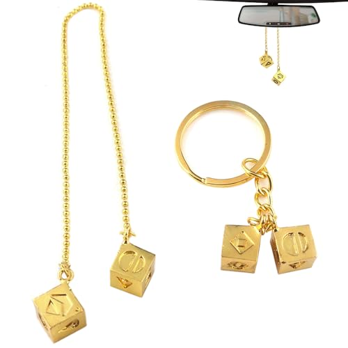 2 PCS Porte-clés porte-bonheur Han Solo Dés Drôles Han Solo en plaqué or avec dés porte-bonheur à suspendre pour fans de Star Wars le Dernier Jedi -...