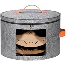 kushon Round Cowboy Hat Box for 6-9 Caps, Large Felt Hat Organizer Bag for Men & Women Storage, With Support, Foldable 16.5" D x 11" H Carrier