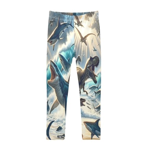 Toddler Girls Leggings Printed Yoga Pants Leggings Dinosaurs and Sharks for Kids