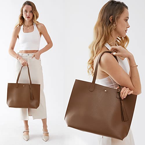 Image of Minimalist Clean Cut Pebbled Faux Leather Tote Womens Shoulder Handbag