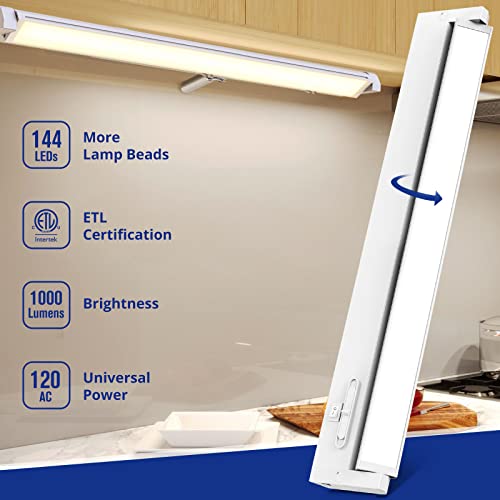 Goover Under Cabinet Light 24 Inch,Selectable Color 3000K/4000K/6000K,Dimmable Multi-Angle Lighting,Hardwired Or Plugged-In Installation, Linkable Cabinet Lights, Etl Listed #TOP7