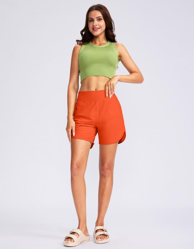 G Gradual Women's 5" High Waisted Swim Board Shorts Quick Dry UPF 50+ Swimming Beach Shorts for Women with Liner Pockets - Image 2