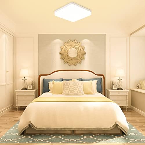 ASHUAQI LED Ceiling Light, 36W Warm White Ceiling Light 3000K, 4250LM Square Ceiling Lights for Kitchen, Bedroom, Hallway, Utility Room, Toilet, Porch, Laundry, Balcony, Lounge, Ø23CM
